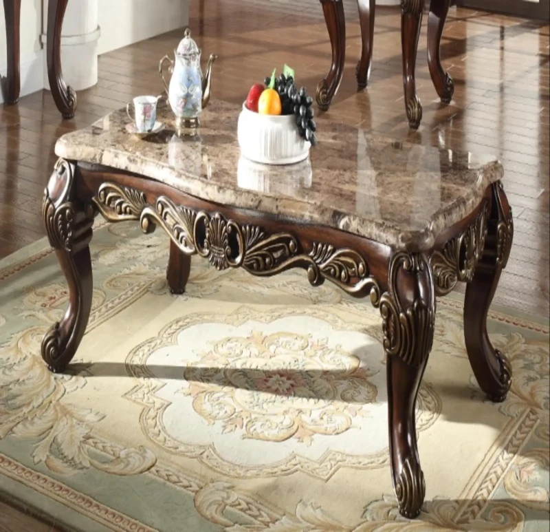 Classic wooden table with marble top