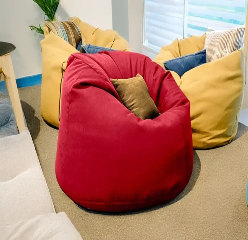 Light maroon linen comfy bean bag | 4XL