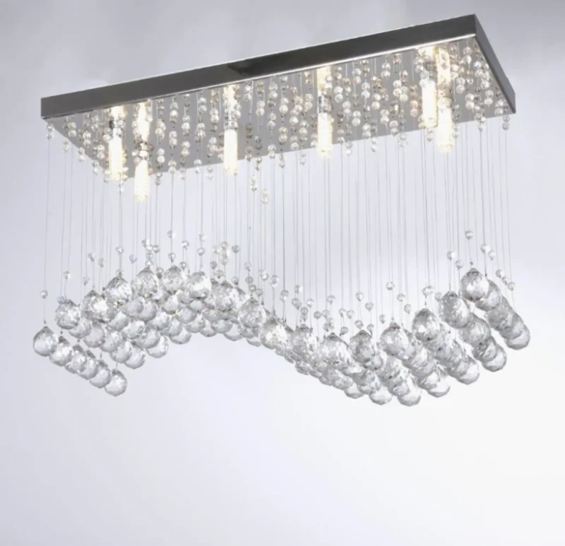 Modern Crystal Rectangular Chandelier | Silver