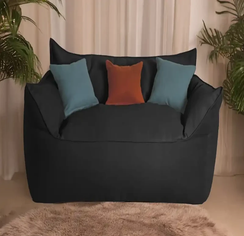 Black Bean Bag Sofa + Two Cushions as a Gift