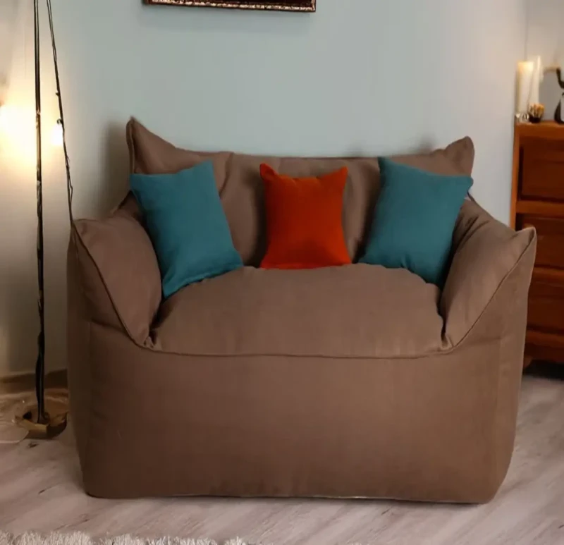 Brown Bean Bag Sofa + Two Cushions as a Gift