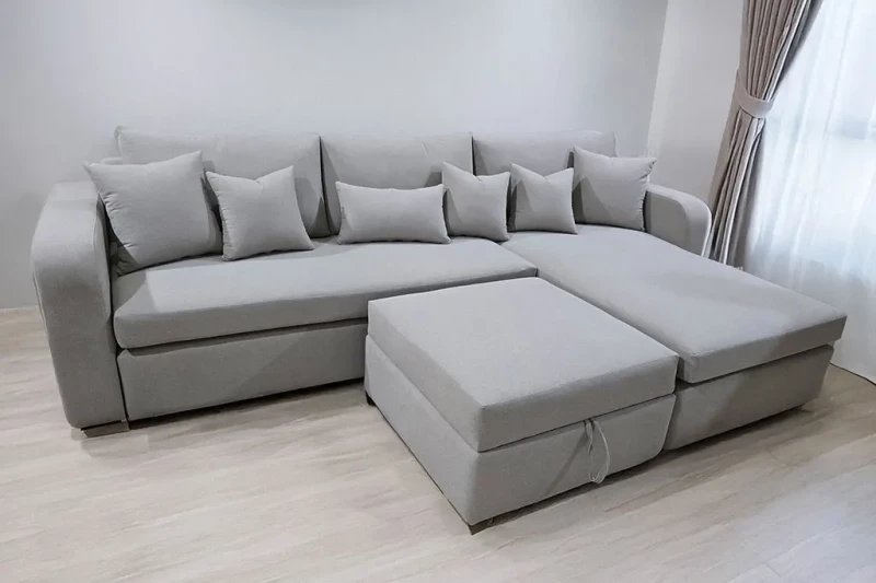 L-Shaped Velvet Corner | Grey