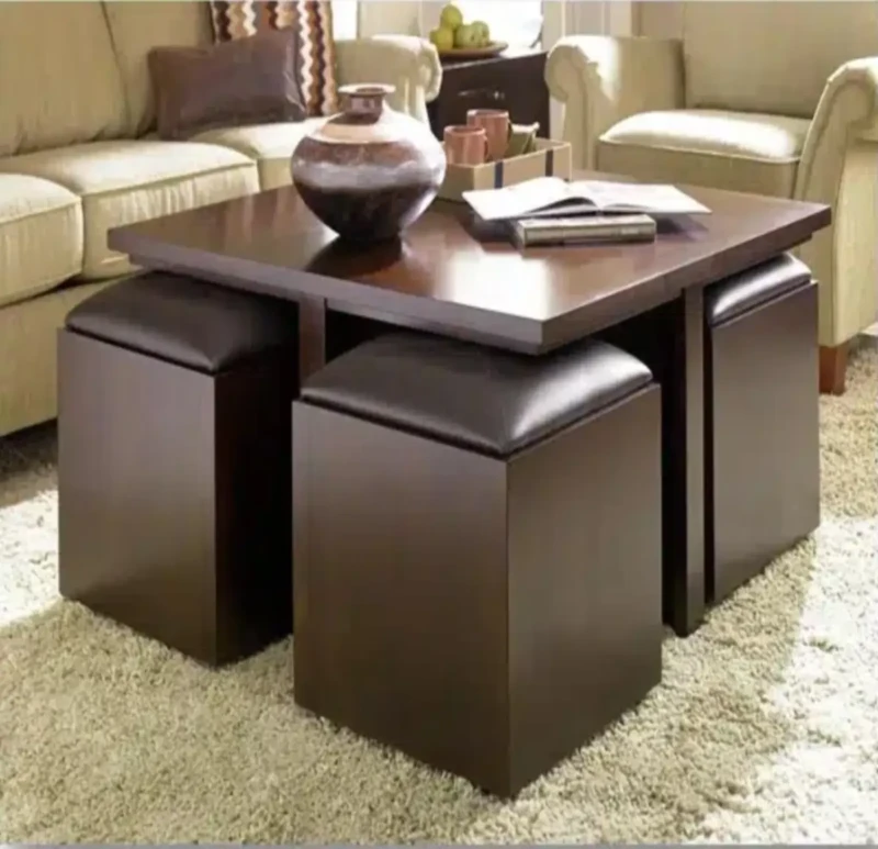 Modern Table 5 Pieces | Brown