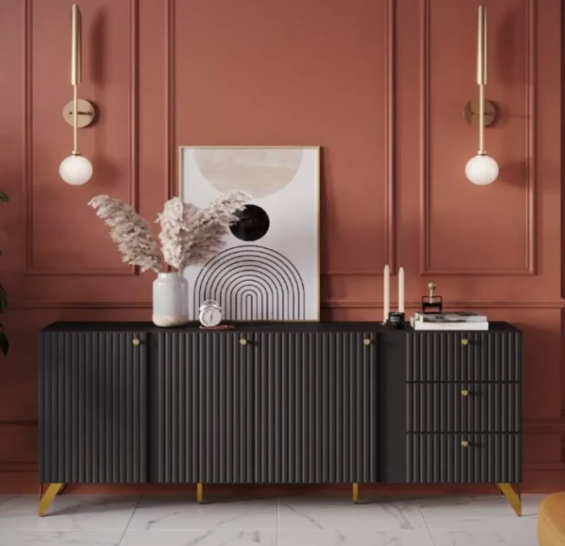 Modern Striped Buffet | Black