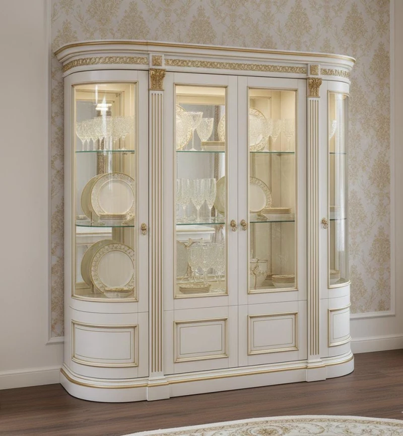 Classic Beech Wood Romanian Dining Room | White and Gold