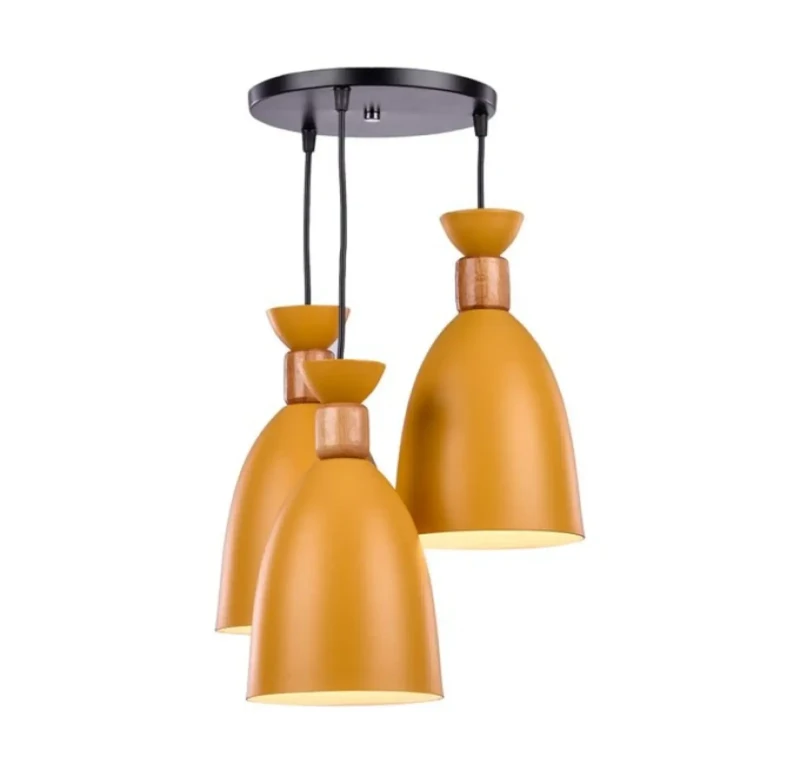 Modern Triple Chandelier | Yellow