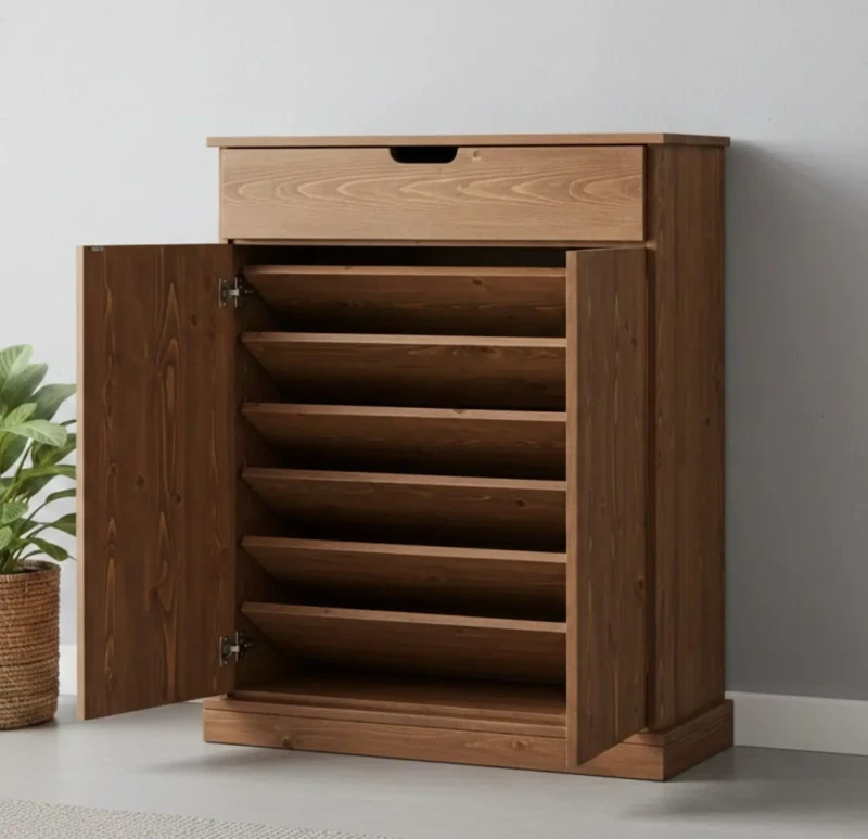 Shoe Storage Unit With Top Drawer |  Brown