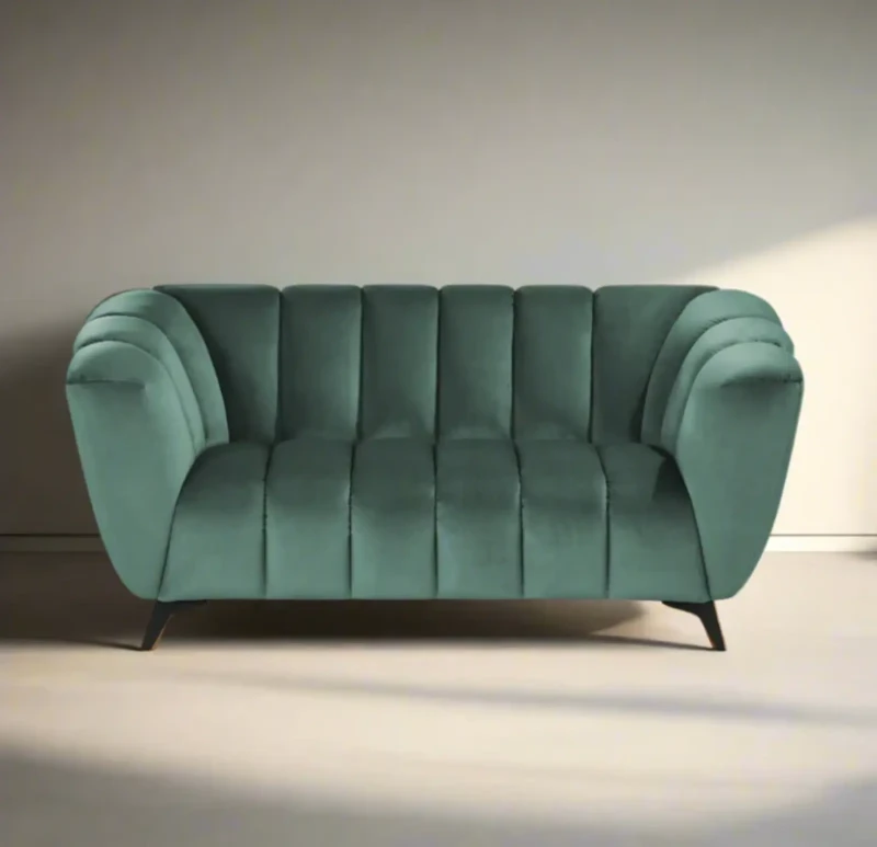Modern Ribbed Sofa | Mint Green