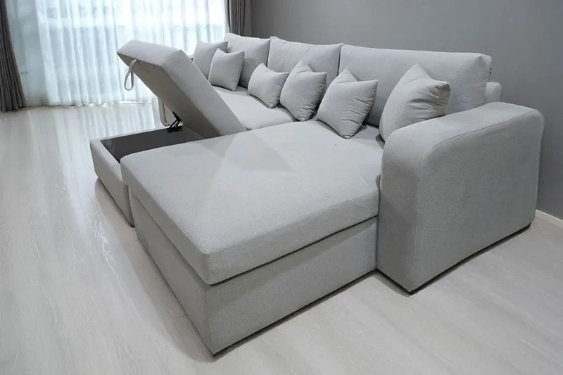 L-Shaped Velvet Corner | Grey