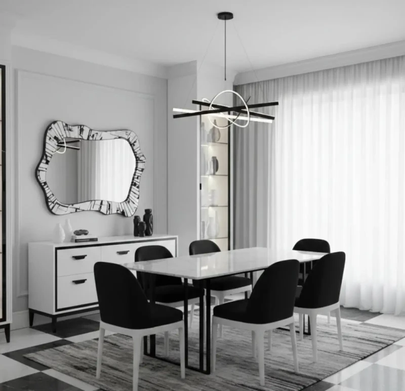 Modern Black And White Dining Room