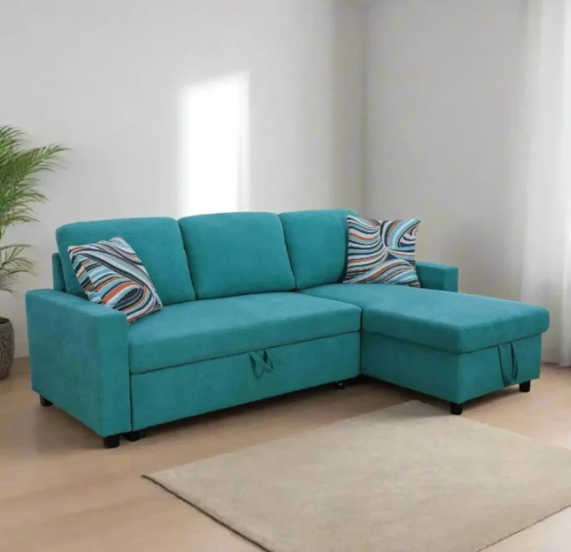 Turquoise Bed L Shaped Sofa