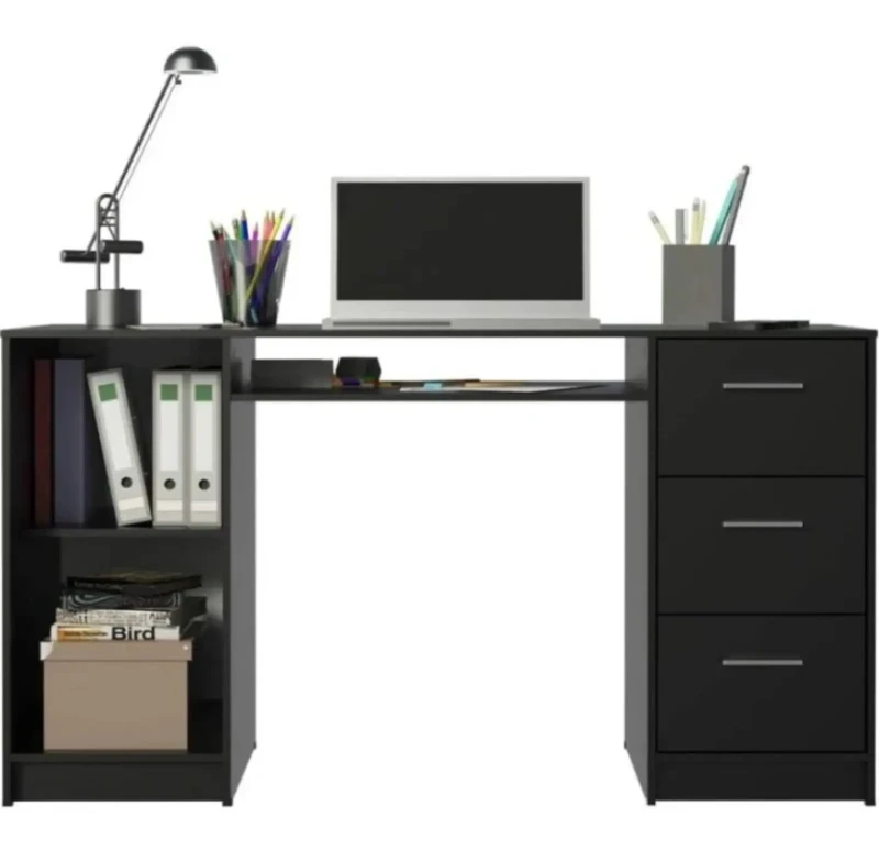 Modern Black Desk with a Shelf to Store Books