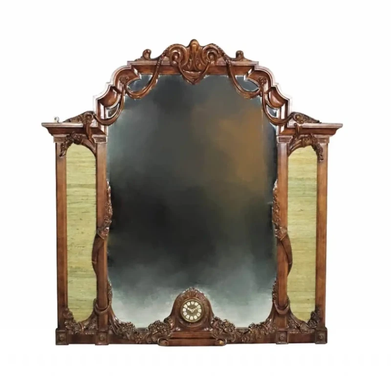 Classic Beech Wood Mirrors With a Clock