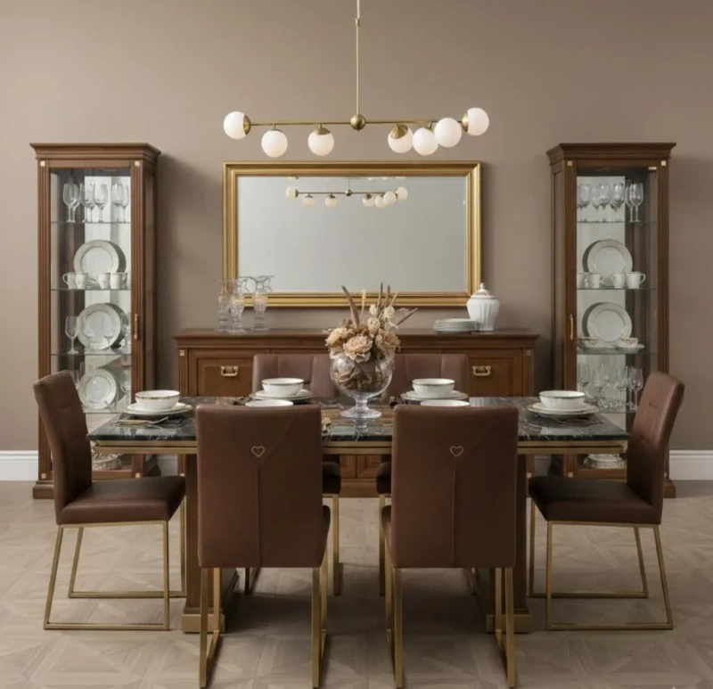 Modern Leather Hearted Dining Room