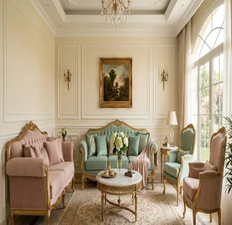 Classic Salon Mint Green and Kashmir Set | 5 Pieces
