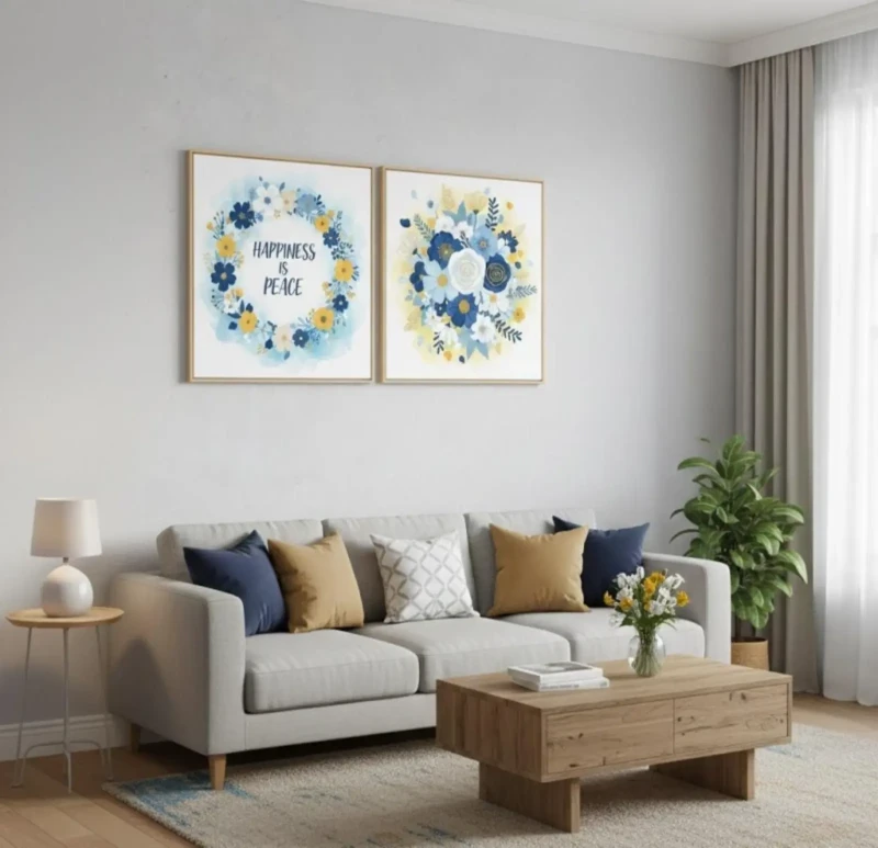 Modern Flower Tableau 2 Pieces