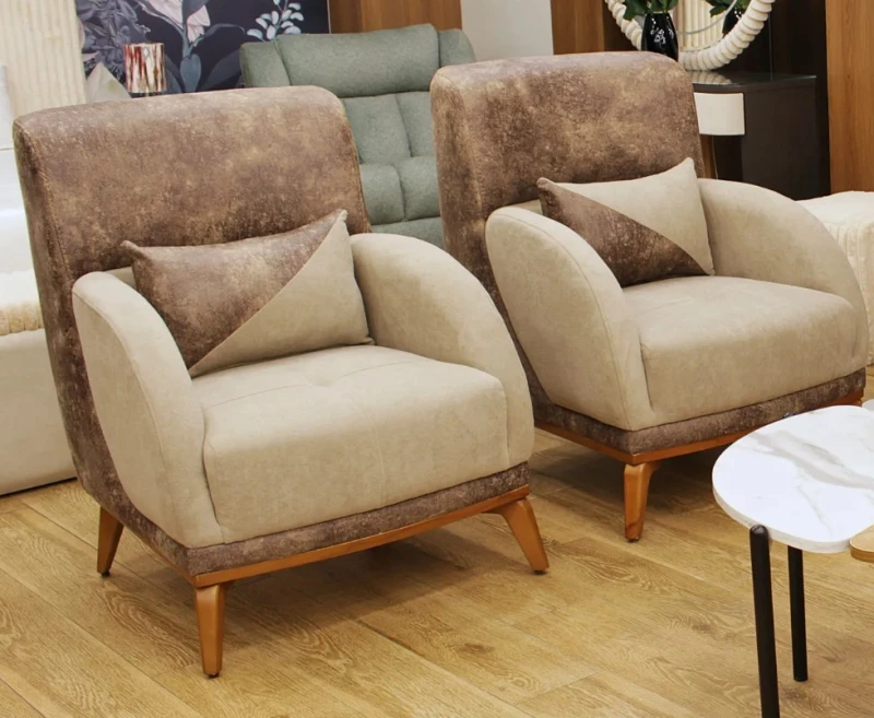 Modern Sofa Set Brown and Beige - GEB0016