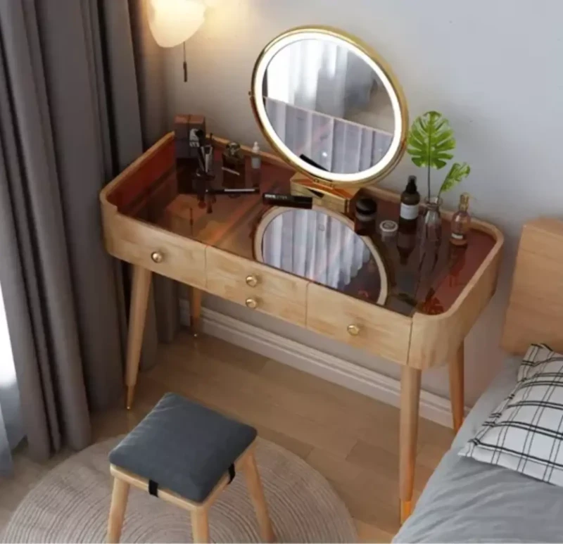 Modern Wooden Dresser With A Glass Top