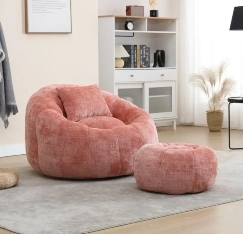 Kashmir Velvet Bean Bag and Puff