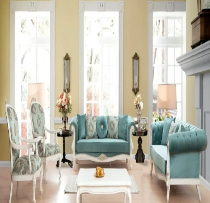 Modern Sofa Set Turquoise 4 Pieces