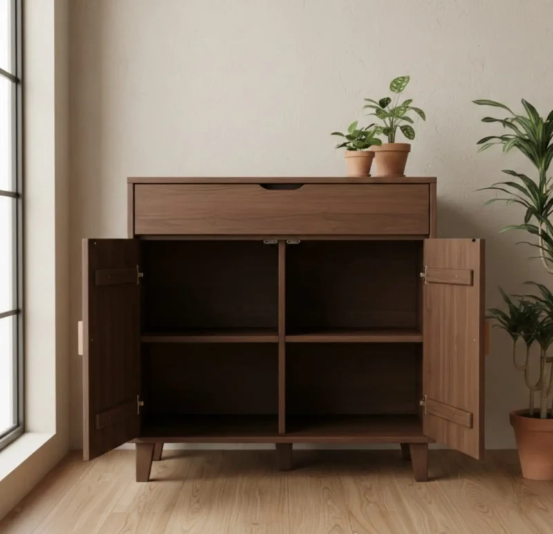 2 Leaf Storage Unit with Top Drawer | Brown