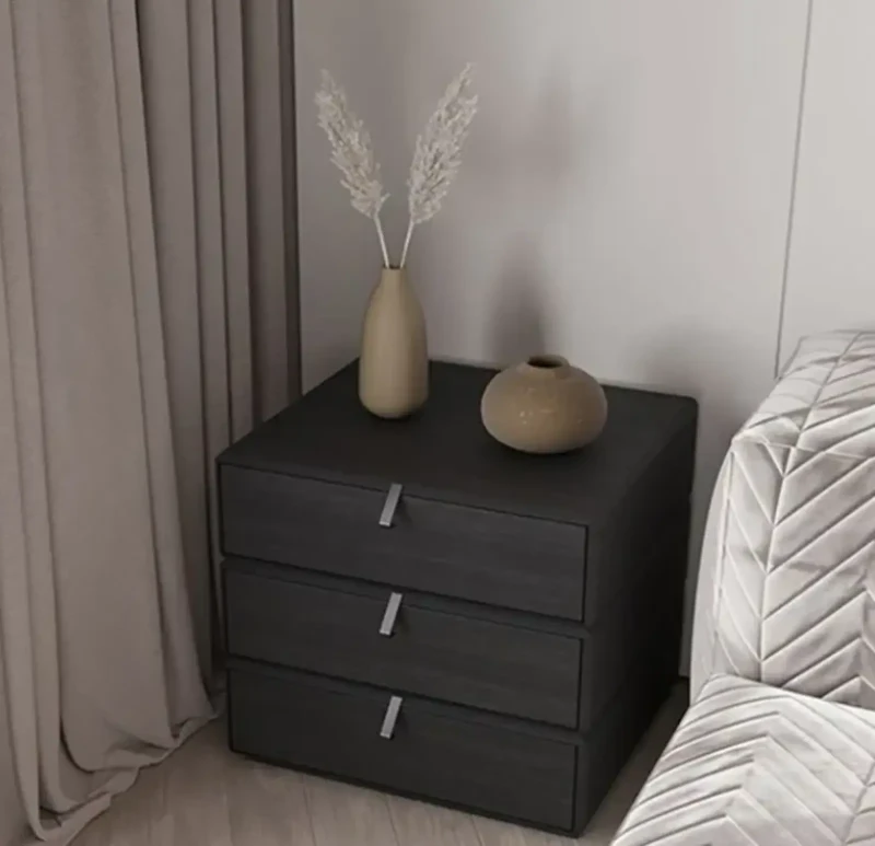 Modern Nightstand with 3 Drawers | Black