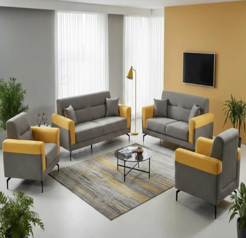 Modern Sofa Yellow - Gray