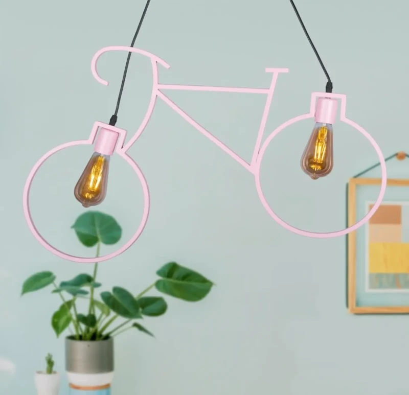 Modern Bike Ceiling Lamp | pink