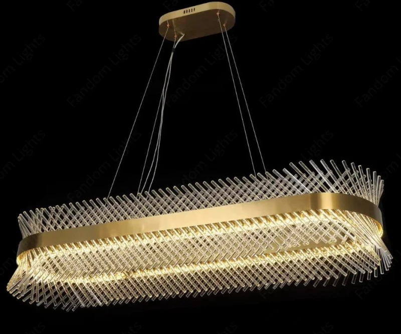 Rectangular crystal LED chandelier