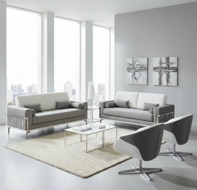 Modern Gray Sofa Set 4 Pieces
