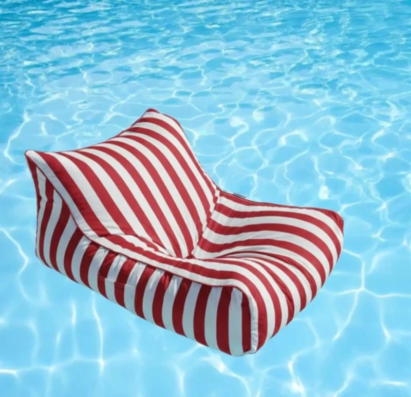 Striped Floating Water Bean Bag Chair | Red