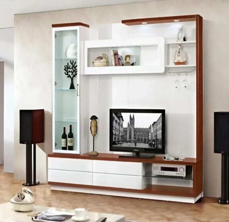 White And Brown Modern Tv Unit | HPL
