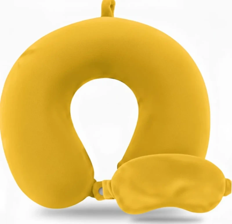 Neck Pillow And Eye Cover Velvet | Yellow