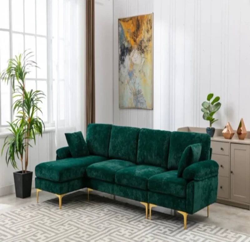Modern Corner With Golden Stainless Legs | Green