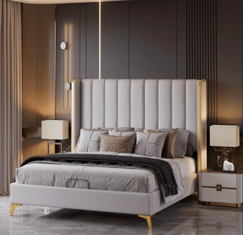 Modern Bed with High Legs