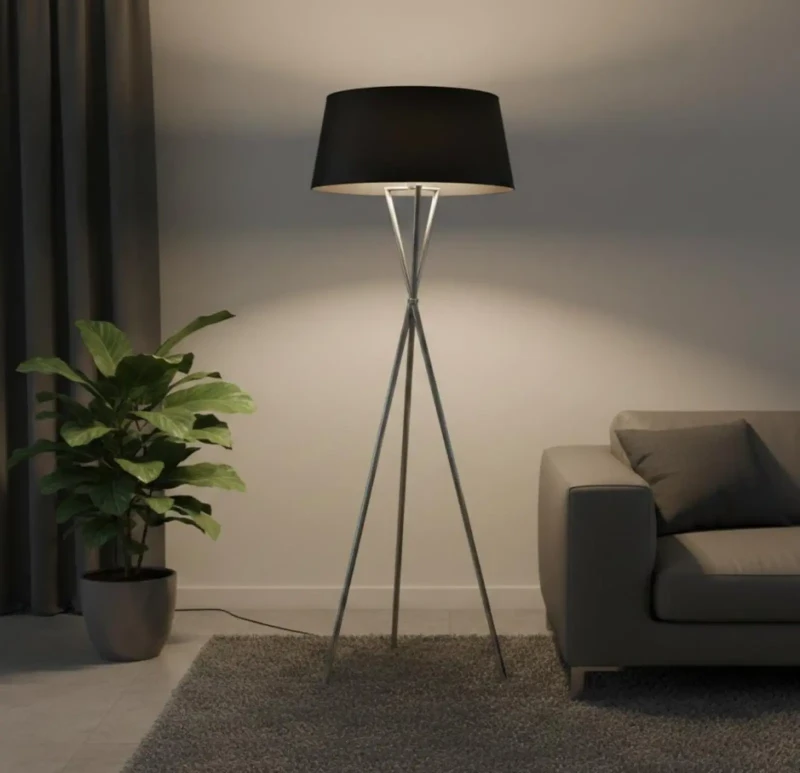 Black metal stand floor lamp