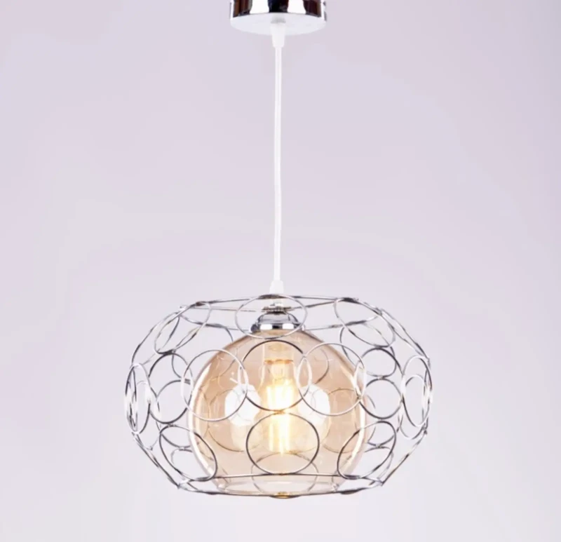 Modern Silver Pendant | 1 Bulb