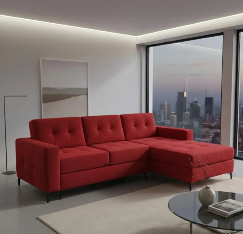 Modern Corner Red Captune | Mechanical Bed Back