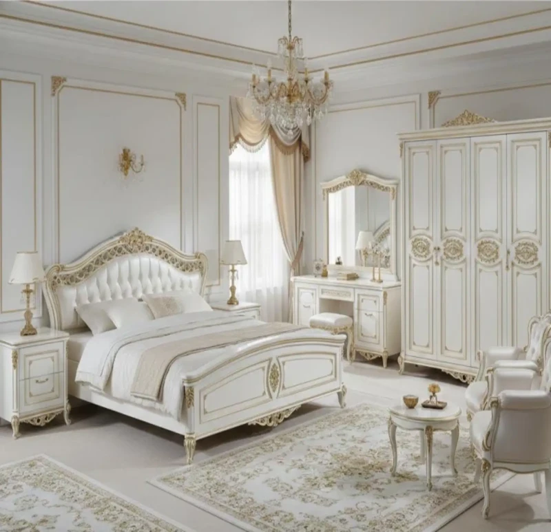 Classic White and Gold Bedroom | 2 Sofas With Room
