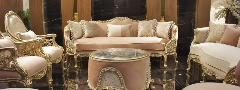 New Classic Elegant Beige and Kashmir Salon 7 Pieces