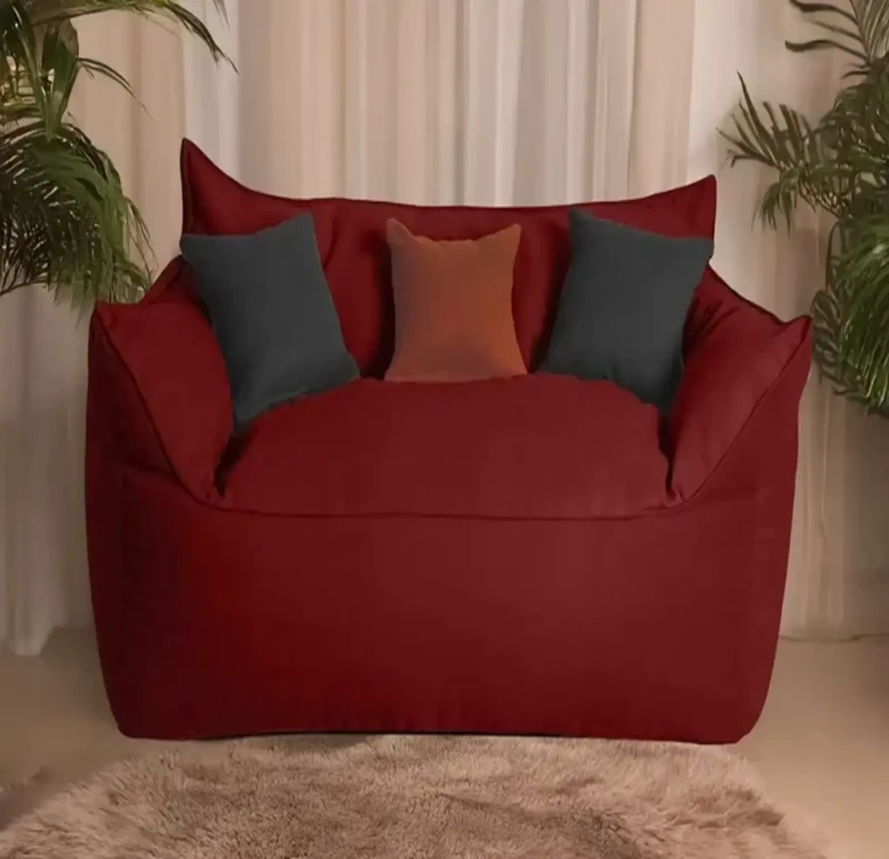 Maroon Bean Bag Sofa + Two Cushions as a Gift