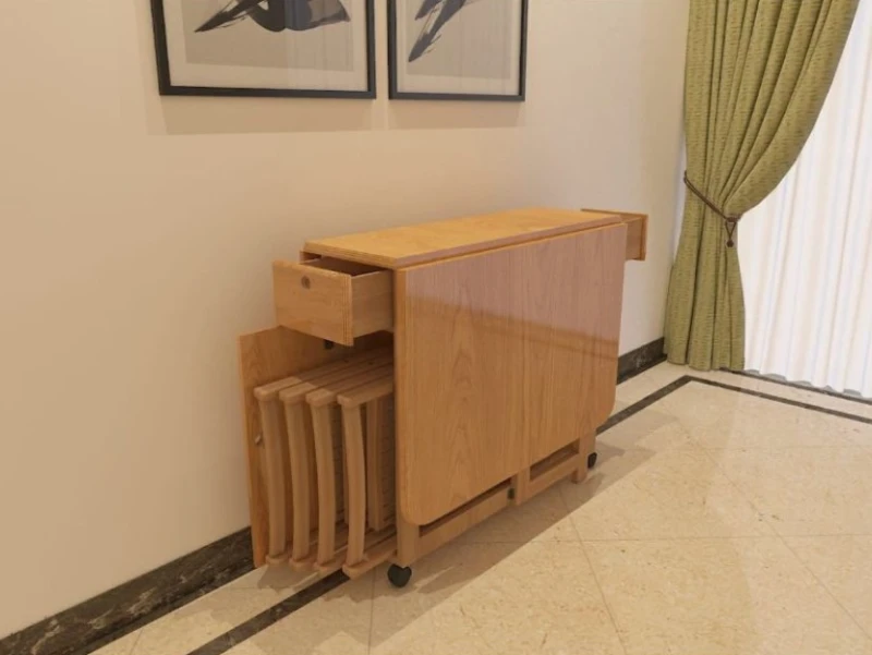 Foldable and Storage Wooden Dining Table