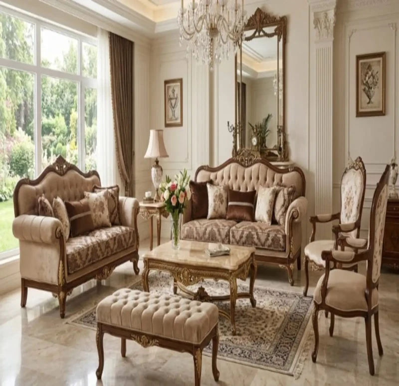 Classic Beige and Brown Salon | 6 Pieces
