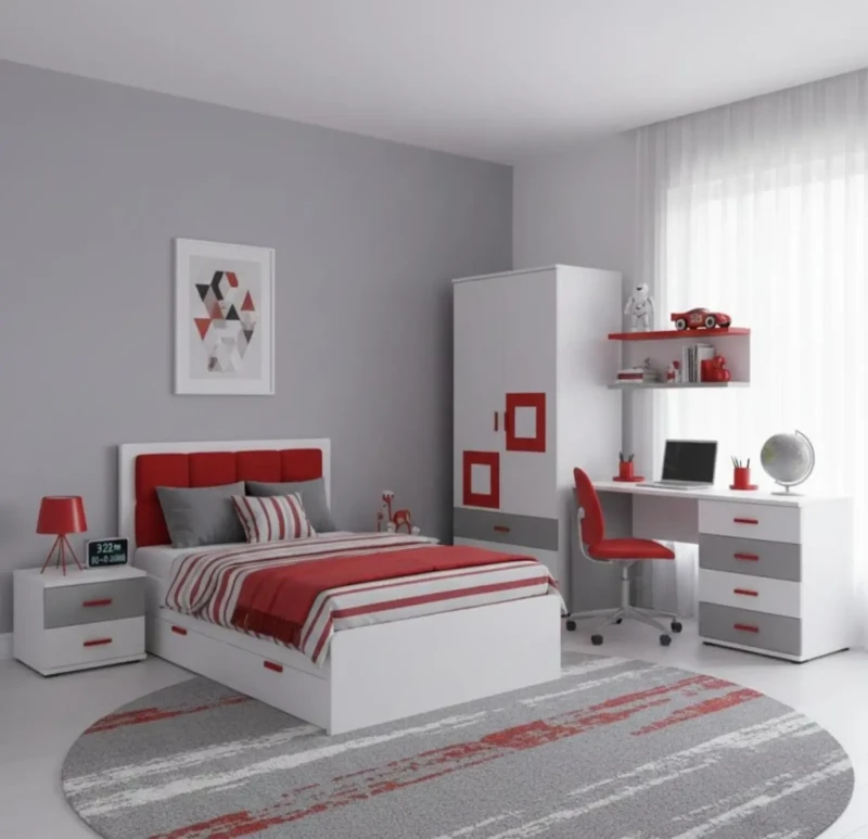 Modern Children's Bedroom | Bed and Desk