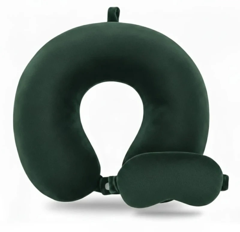 Neck Pillow And Eye Cover Velvet | Green