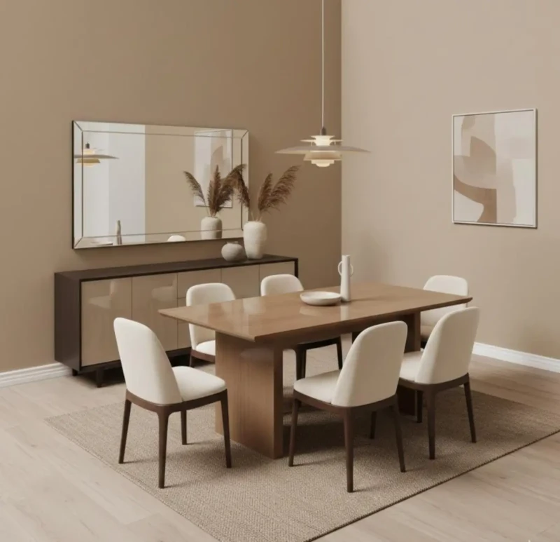 Modern Dining Room In Beige And Brown