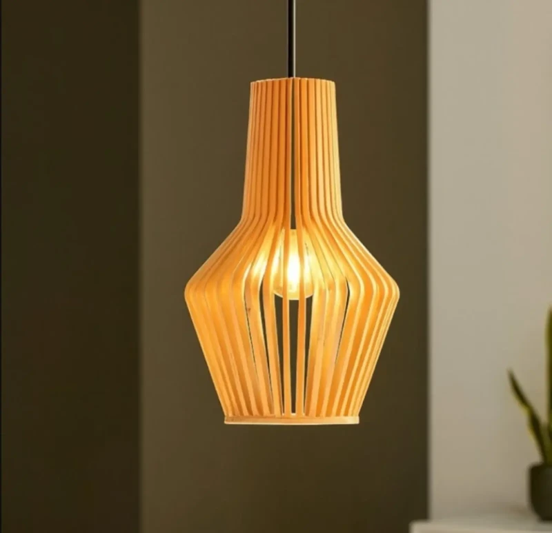 Decorative wood pendant 1 bulb