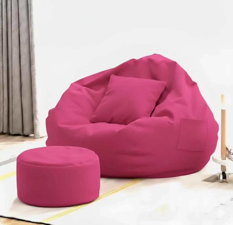 Waterproof Bean Bag Chair with Puff | Fuchsia