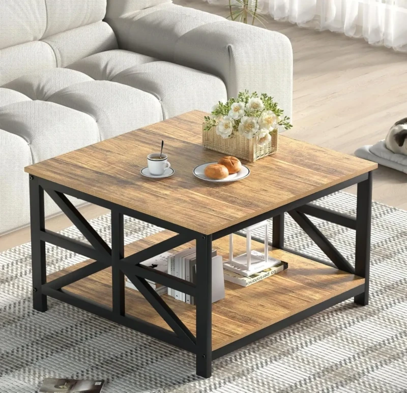 Wooden Coffee Table with Storage Space