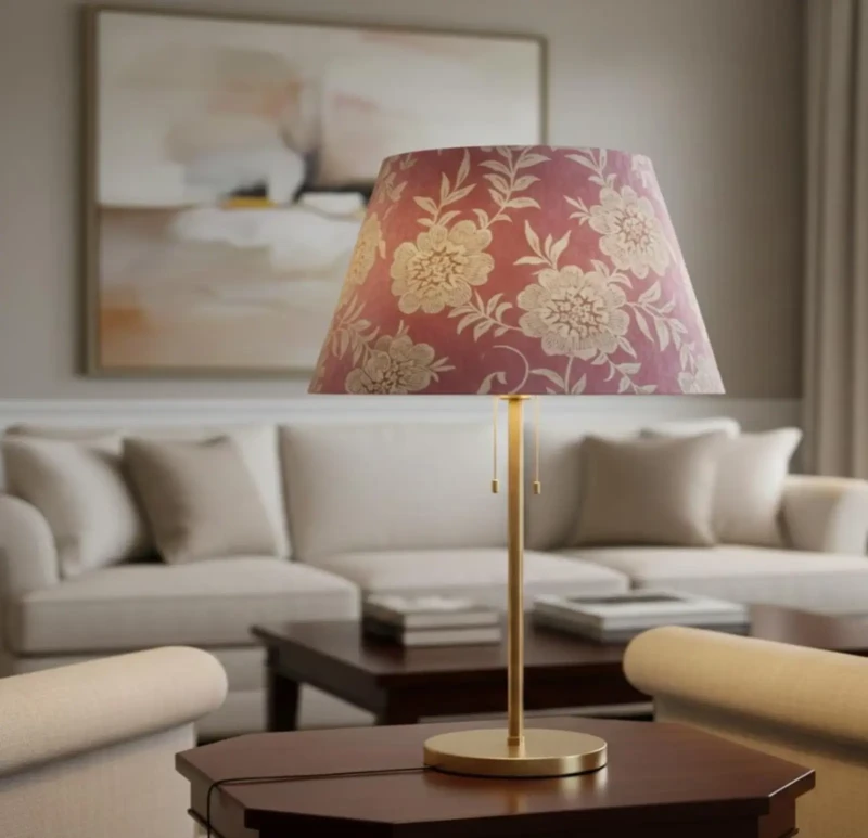 Modern lampshades made of velvet in cashmere and white
